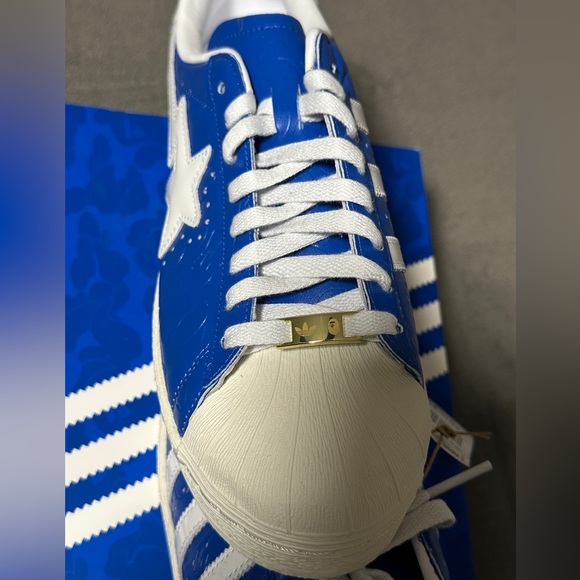 Adidas Bape Blue and White Sneakers New - Picture 8 of 11
